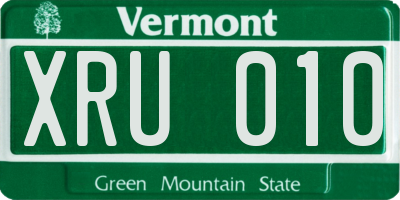 VT license plate XRU010