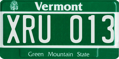 VT license plate XRU013