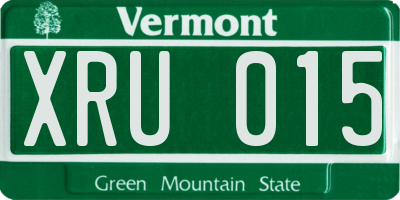 VT license plate XRU015