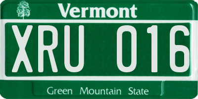 VT license plate XRU016