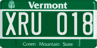 VT license plate XRU018