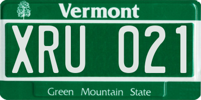 VT license plate XRU021