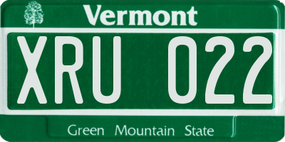VT license plate XRU022