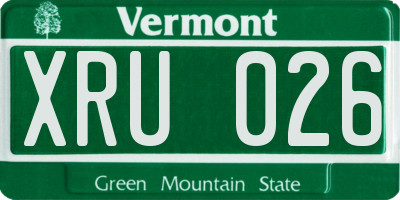 VT license plate XRU026