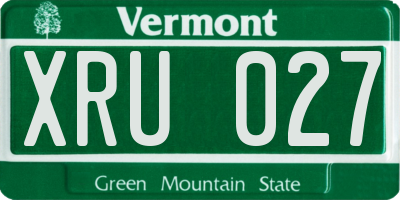 VT license plate XRU027