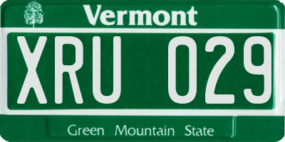 VT license plate XRU029