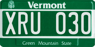 VT license plate XRU030