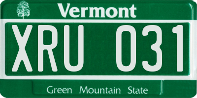 VT license plate XRU031