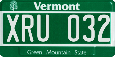 VT license plate XRU032