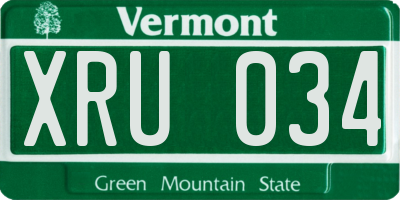 VT license plate XRU034