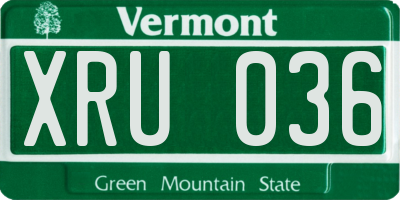 VT license plate XRU036