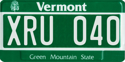 VT license plate XRU040