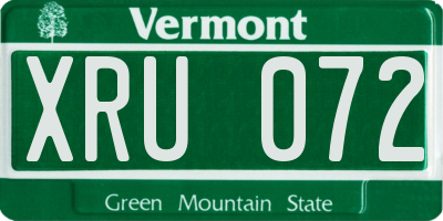 VT license plate XRU072