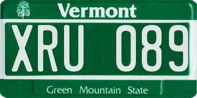 VT license plate XRU089