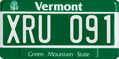 VT license plate XRU091