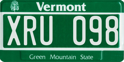 VT license plate XRU098