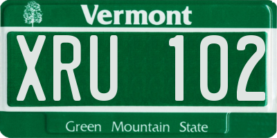 VT license plate XRU102