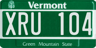 VT license plate XRU104