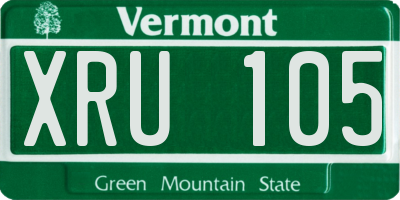 VT license plate XRU105
