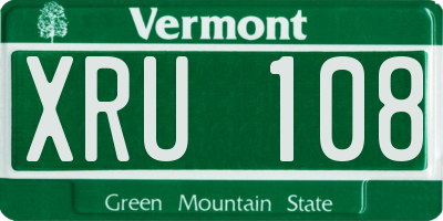 VT license plate XRU108