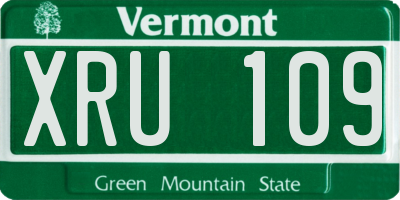VT license plate XRU109