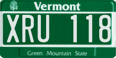 VT license plate XRU118