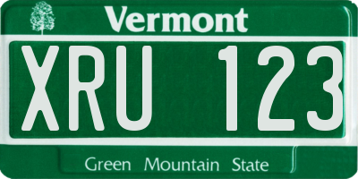 VT license plate XRU123