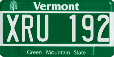 VT license plate XRU192