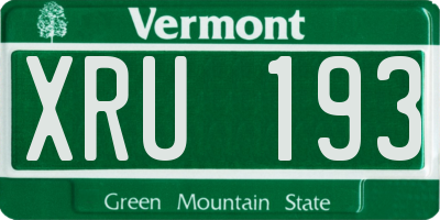 VT license plate XRU193