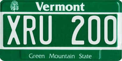 VT license plate XRU200