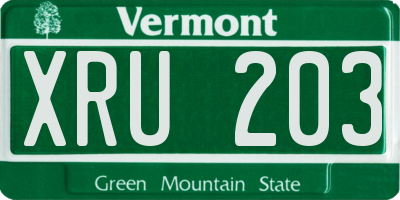 VT license plate XRU203