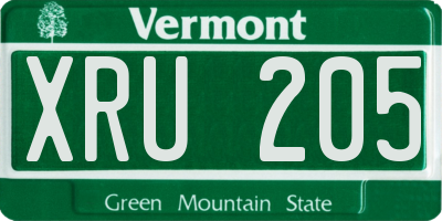VT license plate XRU205