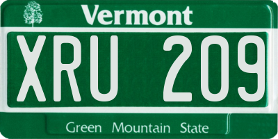VT license plate XRU209