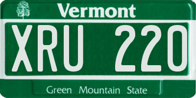 VT license plate XRU220