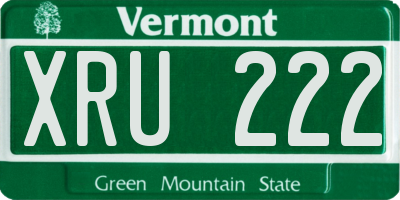 VT license plate XRU222