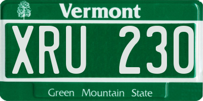 VT license plate XRU230