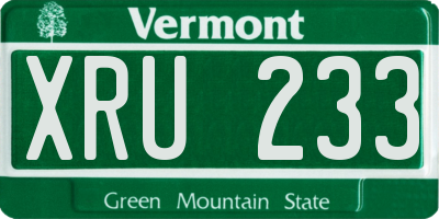 VT license plate XRU233