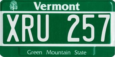 VT license plate XRU257