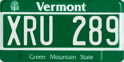 VT license plate XRU289