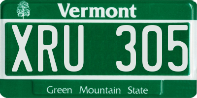 VT license plate XRU305