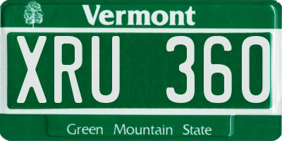 VT license plate XRU360