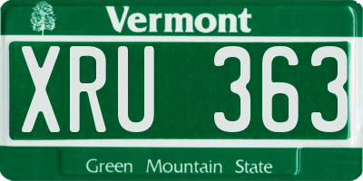 VT license plate XRU363