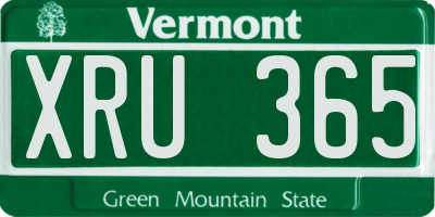 VT license plate XRU365