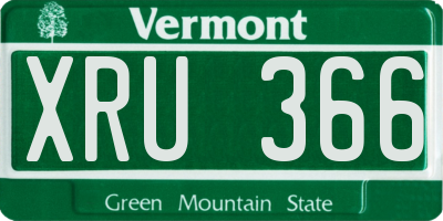 VT license plate XRU366