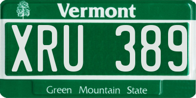 VT license plate XRU389