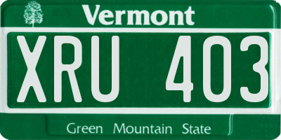 VT license plate XRU403