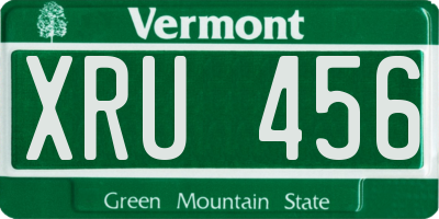 VT license plate XRU456