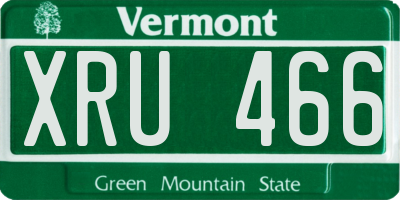 VT license plate XRU466