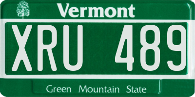 VT license plate XRU489