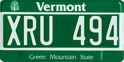 VT license plate XRU494
